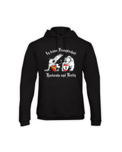 Kapuzen Sweat-Shirt "KARLSRUHE & BERLIN - IN FESTER FREUNDSCHAFT" schwarz