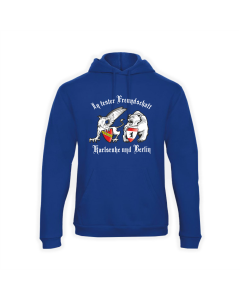 Kapuzen Sweat-Shirt "KARLSRUHE & BERLIN - IN FESTER FREUNDSCHAFT" blau