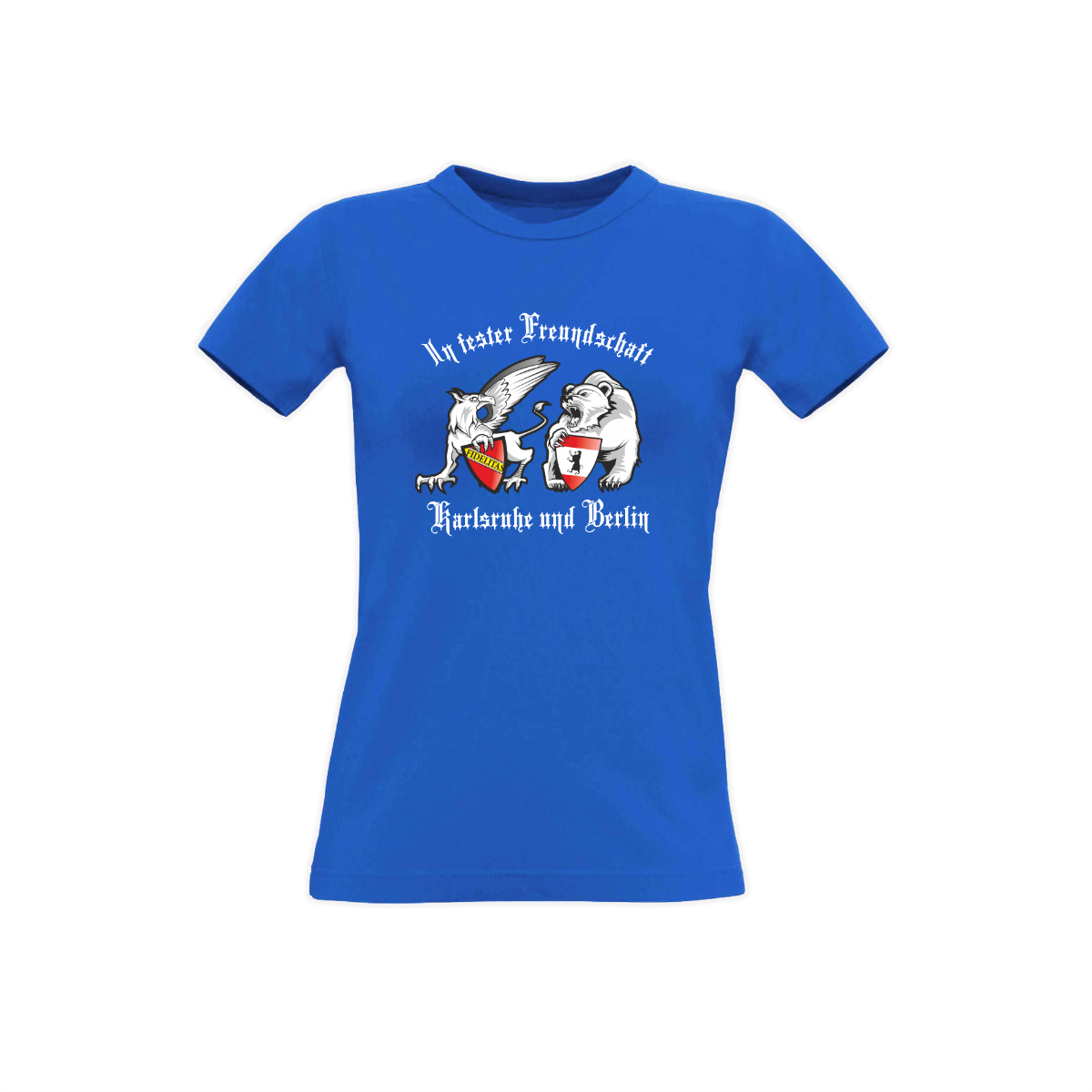 Girly-Shirt "KARLSRUHE & BERLIN - IN FESTER FREUNDSCHAFT" blau