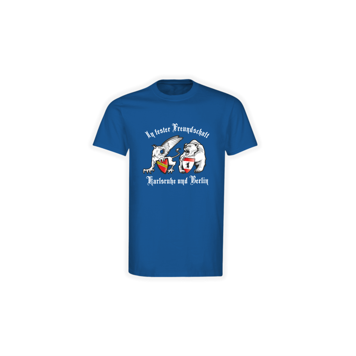 Kinder T-Shirt "KARLSRUHE & BERLIN - IN FESTER FREUNDSCHAFT" blau