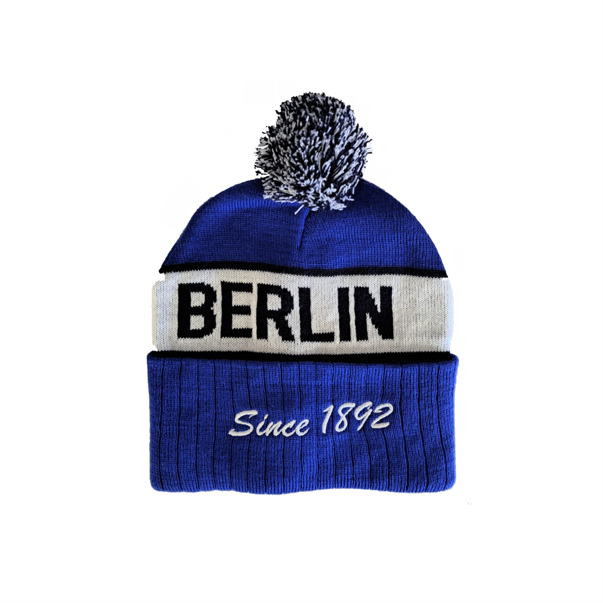 Bommelmütze mit Krempe "BERLIN - Since 1892"